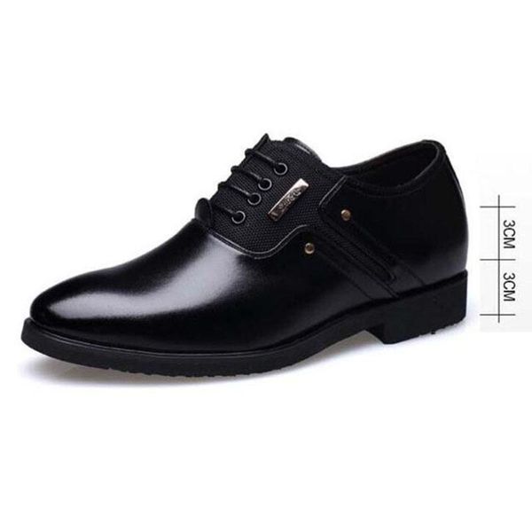 dress shoes increase 6 cm men's business invisible heel pointed toe male casual leather oxford metal decoration lace up footwear, Black
dress shoes increase 6 cm men's business invisible heel pointed toe male casual leather oxford metal decoration lace up footwear, Black