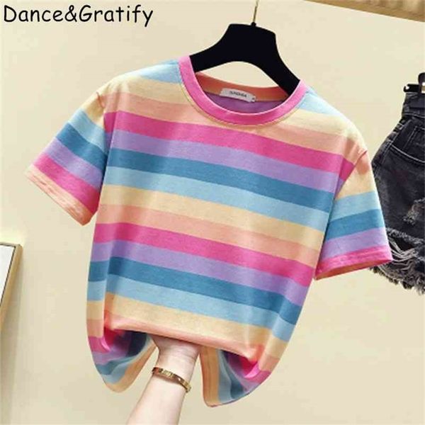 girls rainbow striped cotton tshirt women fashion short sleeve female t-shirt tee femme summer 210722, White
girls rainbow striped cotton tshirt women fashion short sleeve female t-shirt tee femme summer 210722, White