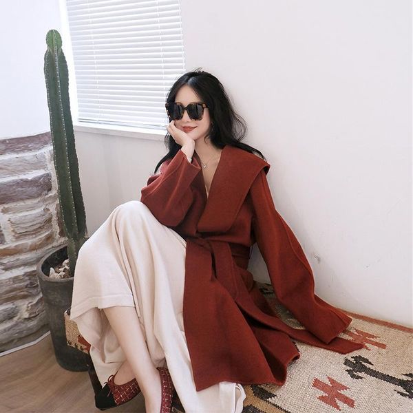 women's wool & blends versatile nightgown in autumn and winter of 20 big lapel tricolor down double-sided tweed overcoat female, Black
women's wool & blends versatile nightgown in autumn and winter of 20 big lapel tricolor down double-sided tweed overcoat female, Black