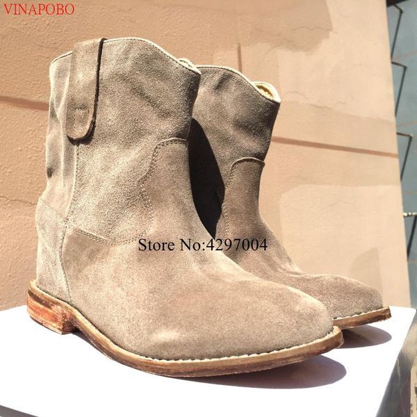 boots grey nude leather women genuine increase height heel ankle flat/wedeg slip on western cowboy szapatos d, Black
boots grey nude leather women genuine increase height heel ankle flat/wedeg slip on western cowboy szapatos d, Black