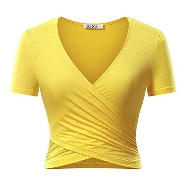 women's t-shirt 2021 summer deep v-neck short sleeve body exposed navel cross shirt women, White
women's t-shirt 2021 summer deep v-neck short sleeve body exposed navel cross shirt women, White