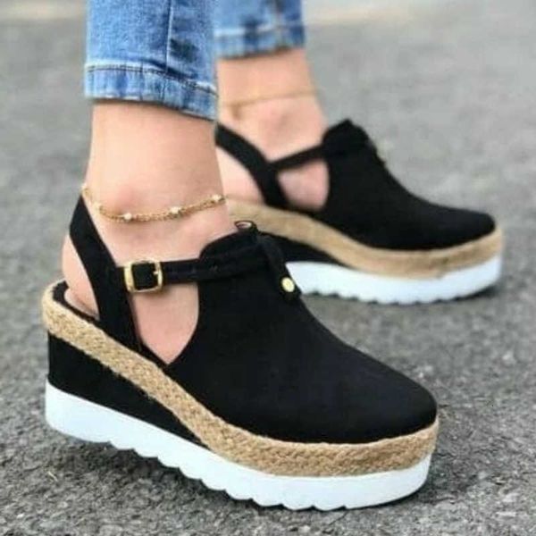 sandals fashion women flock platform wedge heel ankle buckle strap non slip hemp sole lightweight casual shoes ladies female nkao, Black
sandals fashion women flock platform wedge heel ankle buckle strap non slip hemp sole lightweight casual shoes ladies female nkao, Black