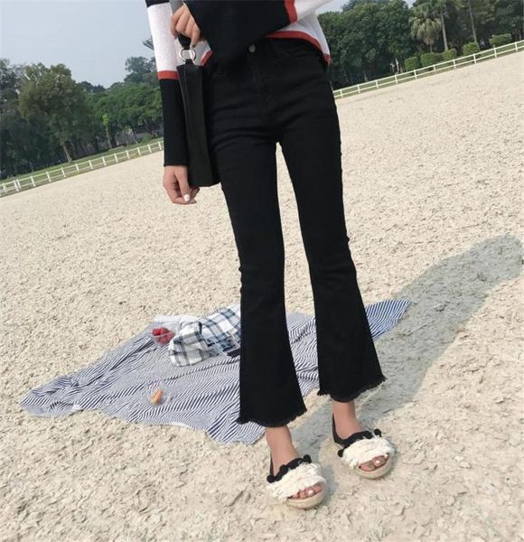 women's jeans 2021 korean version early spring high-waisted white 9-cent micro horn with stretch hair edge and wide-leg trousers, Blue
women's jeans 2021 korean version early spring high-waisted white 9-cent micro horn with stretch hair edge and wide-leg trousers, Blue