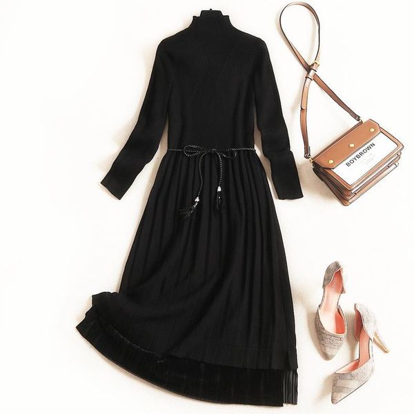 casual dresses 2021 arrival nice quality womens high collar long knitted sweater dress with belt, Black;gray
casual dresses 2021 arrival nice quality womens high collar long knitted sweater dress with belt, Black;gray