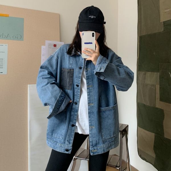 2021 spring female turn down collar single breasted long-sleeved minimalist blue denim jacket cardigan coat 16w377, Black;brown
2021 spring female turn down collar single breasted long-sleeved minimalist blue denim jacket cardigan coat 16w377, Black;brown