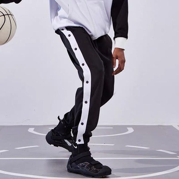 fully open buttoned foot-breasted pants side row basketball pants buttoned sports trousers training uniforms men, Black
fully open buttoned foot-breasted pants side row basketball pants buttoned sports trousers training uniforms men, Black