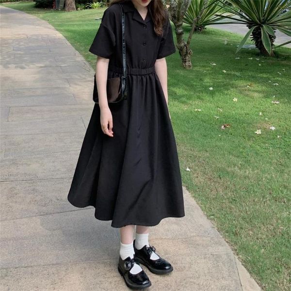 casual dresses summer business suit collar short-sleeve dress korean long a-line woman vestido de mujer femme robe, Black;gray
casual dresses summer business suit collar short-sleeve dress korean long a-line woman vestido de mujer femme robe, Black;gray