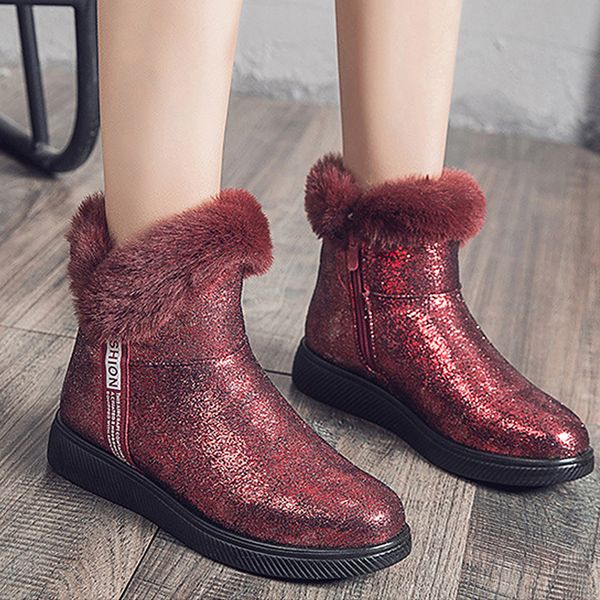 snow boots women shoes warm plush fur ankle boots fashion bling slip-on flat casual shoes waterproof winter outdoor female boots, Black
snow boots women shoes warm plush fur ankle boots fashion bling slip-on flat casual shoes waterproof winter outdoor female boots, Black