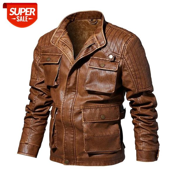 2020 autumn winter thick warm motorcycle leather jacket men vintage stand collar multi-pocket design fleece leather coat male #qx0e, Black;brown
2020 autumn winter thick warm motorcycle leather jacket men vintage stand collar multi-pocket design fleece leather coat male #qx0e, Black;brown