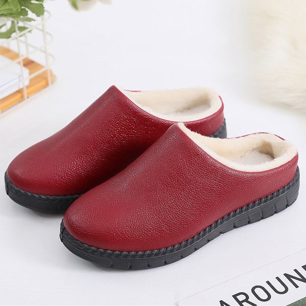 women winter home slippers leather waterproof non slip female slippers male plush warm indoor slippers for women plus size 43, Black
women winter home slippers leather waterproof non slip female slippers male plush warm indoor slippers for women plus size 43, Black