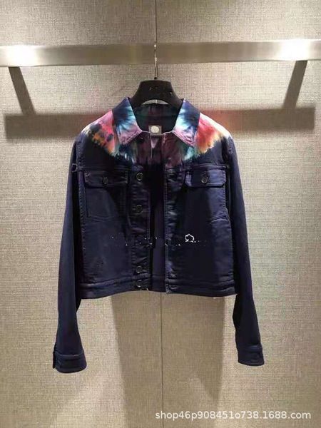 jacket d family 2021 autumn women's dark stitched collar color ink design tie dyed denim, Black;brown
jacket d family 2021 autumn women's dark stitched collar color ink design tie dyed denim, Black;brown