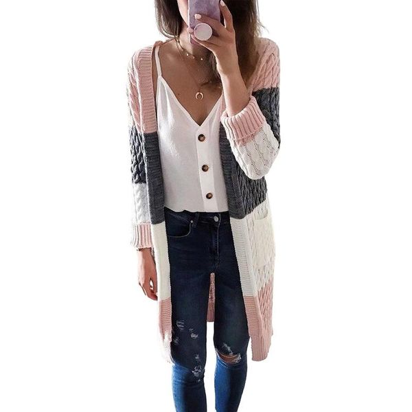 women's knits & tees cardigan clothes 2021 autumn and winter est products striped design stitching contrast twist femme, White
women's knits & tees cardigan clothes 2021 autumn and winter est products striped design stitching contrast twist femme, White