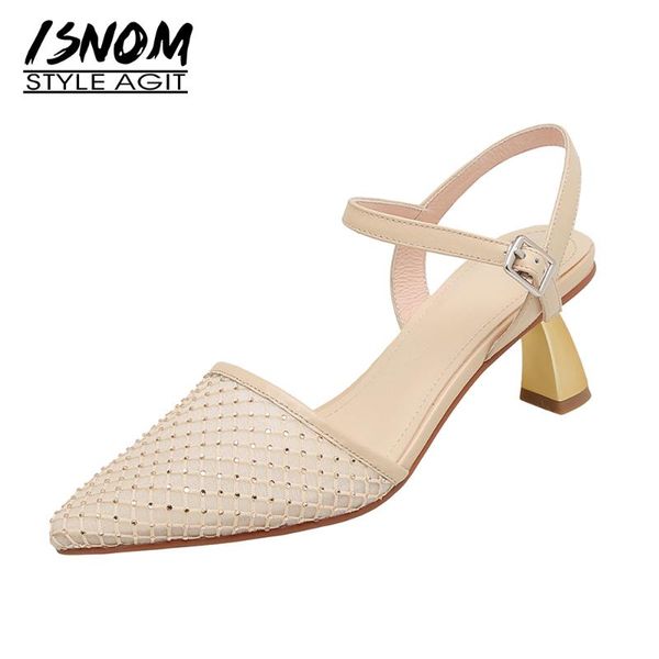 isnom women mesh sandals genuine leather bling bling crystal high heels shoes elegant classic female summer shoes 2021 new, Black
isnom women mesh sandals genuine leather bling bling crystal high heels shoes elegant classic female summer shoes 2021 new, Black