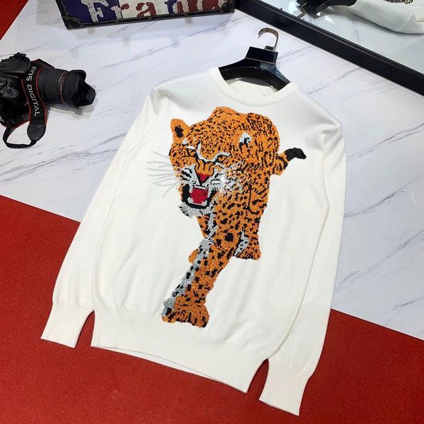 men's sweaters european round neck sweater autumn and winter big tiger rhinestone personality good quality brand slim pullover, White;black
men's sweaters european round neck sweater autumn and winter big tiger rhinestone personality good quality brand slim pullover, White;black