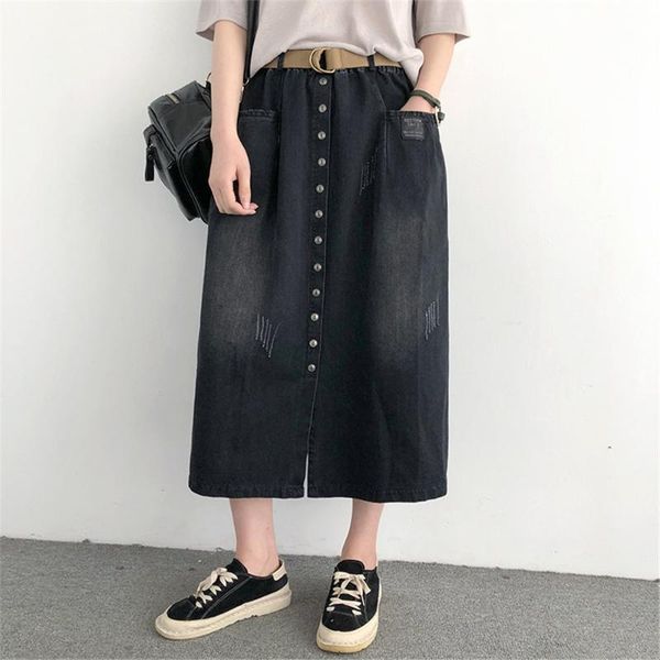 skirts 2021 women denim retro washed high waist female summer black blue cotton vintage single-breasted skirt
skirts 2021 women denim retro washed high waist female summer black blue cotton vintage single-breasted skirt