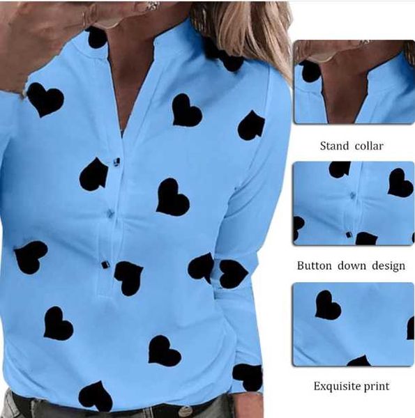 women's t-shirt flower heart print 2021 fashion spring summer casual long sleeve v neck shirt ladies elegant buttons dating, White
women's t-shirt flower heart print 2021 fashion spring summer casual long sleeve v neck shirt ladies elegant buttons dating, White