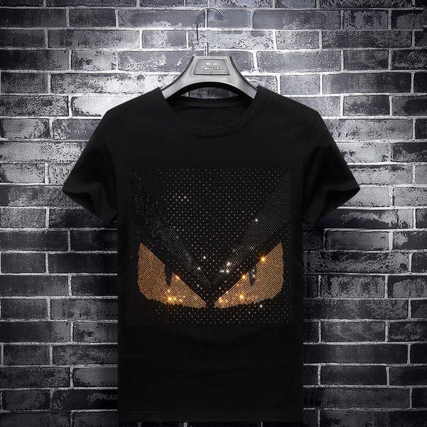 fashion t shirt 201 summer season tide brand drill short sleeve men's little monster color personality trend half bottom coat, White;black
fashion t shirt 201 summer season tide brand drill short sleeve men's little monster color personality trend half bottom coat, White;black