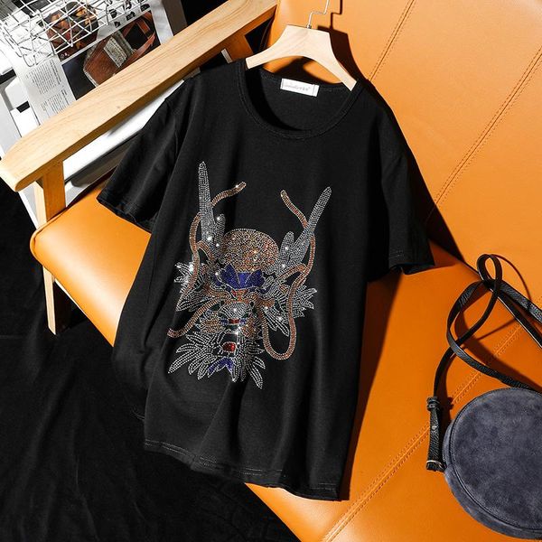 women's t-shirt oversizes summer t-shirts women colorful drilling short sleeve t shirts o-neck plus size tees casual t9053, White
women's t-shirt oversizes summer t-shirts women colorful drilling short sleeve t shirts o-neck plus size tees casual t9053, White
