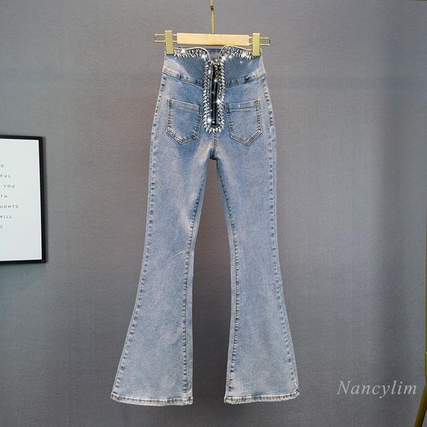 women's jeans rhinestone high waist denim bell-bottom pants 2021 spring summer slim fit flare blue
women's jeans rhinestone high waist denim bell-bottom pants 2021 spring summer slim fit flare blue