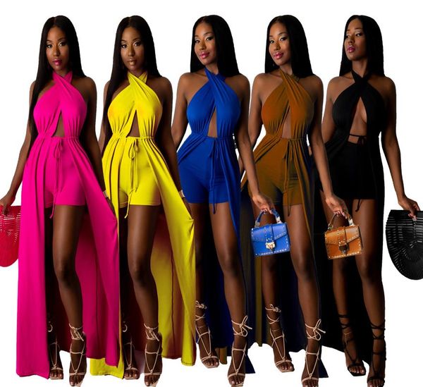 women's tracksuits summer wrapped breast halter dress shorts two piece set women solid sleeveless slit belt short pants casual suits, Gray
women's tracksuits summer wrapped breast halter dress shorts two piece set women solid sleeveless slit belt short pants casual suits, Gray
