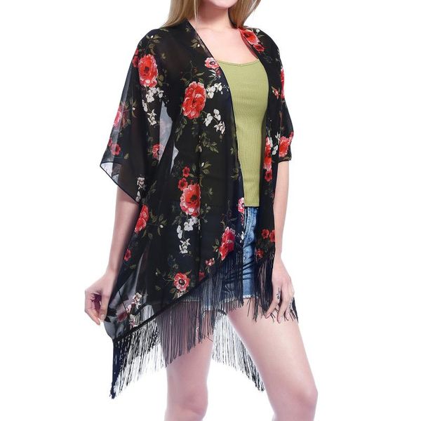 women's swimwear women summer beach cardigan oversize floral print chiffon short sleeve loose wear cover up boho outerwear, White;black
women's swimwear women summer beach cardigan oversize floral print chiffon short sleeve loose wear cover up boho outerwear, White;black