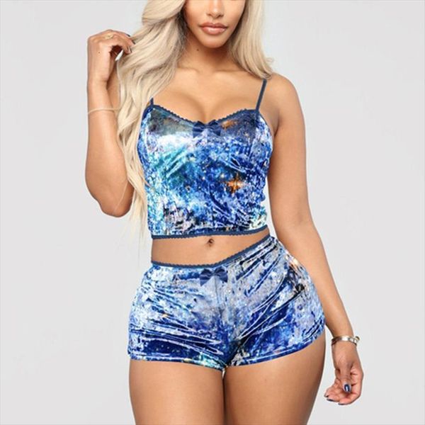 2 piece set velvet sleepwear women tracksuits spaghetti strap shorts pajamas suit ladies casual female pajama party, Gray
2 piece set velvet sleepwear women tracksuits spaghetti strap shorts pajamas suit ladies casual female pajama party, Gray