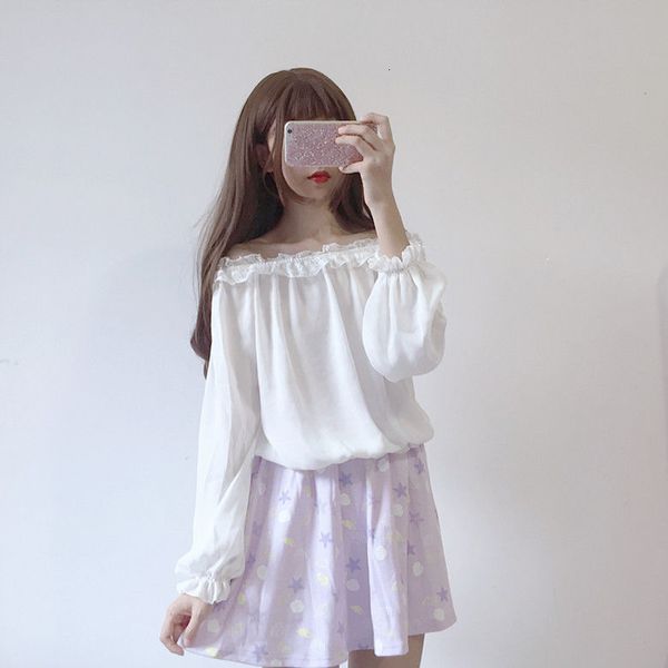 harajuku 2021 new lolita long black sleeve women's blouse fall korean lace lantern sleeves chiffon schoolgirl shirt twj9, White
harajuku 2021 new lolita long black sleeve women's blouse fall korean lace lantern sleeves chiffon schoolgirl shirt twj9, White