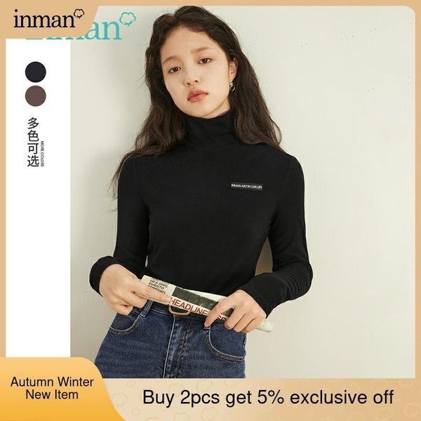 women's t-shirt inman autumn winter half-height neck stretch slim minimalist based shirt dark brown or black long sleeve, White
women's t-shirt inman autumn winter half-height neck stretch slim minimalist based shirt dark brown or black long sleeve, White
