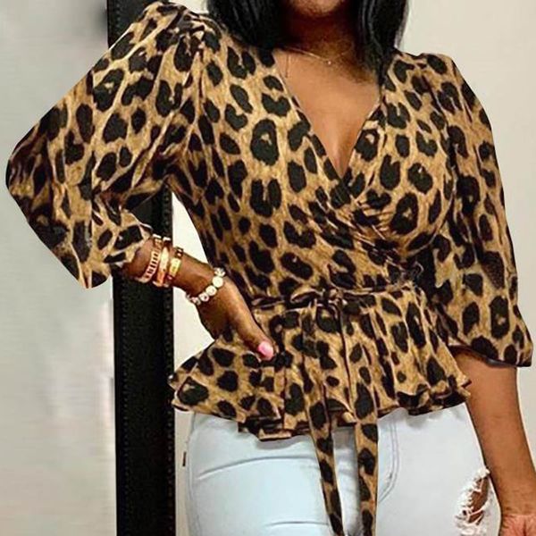New 2021 Blouses Elegant Office Tunic Shirt Deep V-neck Leopard Print Belted Fashion Ruffles Blouse Women Sexy Tops AJBF, White
New 2021 Blouses Elegant Office Tunic Shirt Deep V-neck Leopard Print Belted Fashion Ruffles Blouse Women Sexy Tops AJBF, White