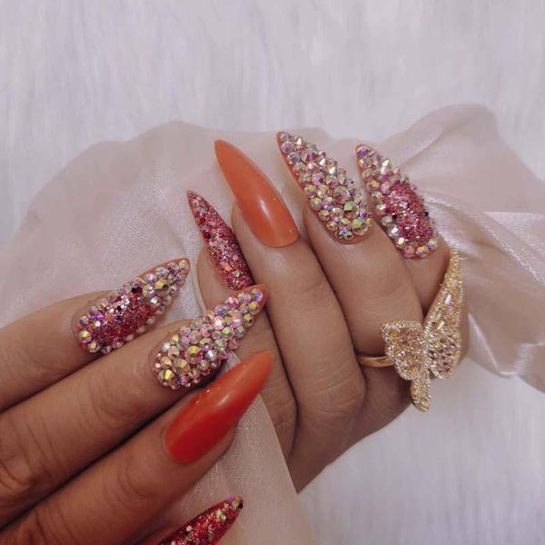 false nails 24pcs extra long pointed oval fake slim art salon nail crystal diamond orange, Red;gold
false nails 24pcs extra long pointed oval fake slim art salon nail crystal diamond orange, Red;gold