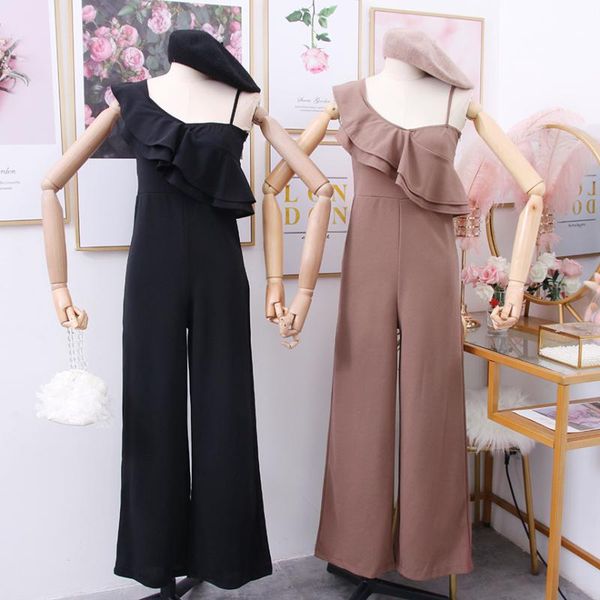 women's jumpsuits & rompers 2021 fashion oblique off-the-shoulder ruffled straps waist was thin wide leg pants women, Black;white
women's jumpsuits & rompers 2021 fashion oblique off-the-shoulder ruffled straps waist was thin wide leg pants women, Black;white