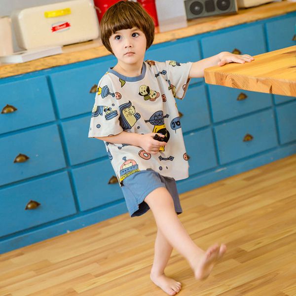 children's pajamas cotton boys' home half baby short sleeve shorts summer air conditioning suit, Blue;red
children's pajamas cotton boys' home half baby short sleeve shorts summer air conditioning suit, Blue;red