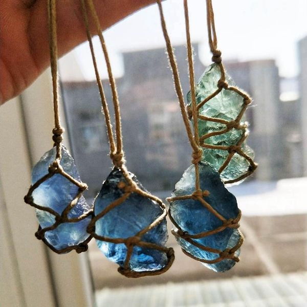 pendant necklaces natural quartz crystal stone blue-green fluorite treatment ornament with hand-woven braided ro, Silver
pendant necklaces natural quartz crystal stone blue-green fluorite treatment ornament with hand-woven braided ro, Silver