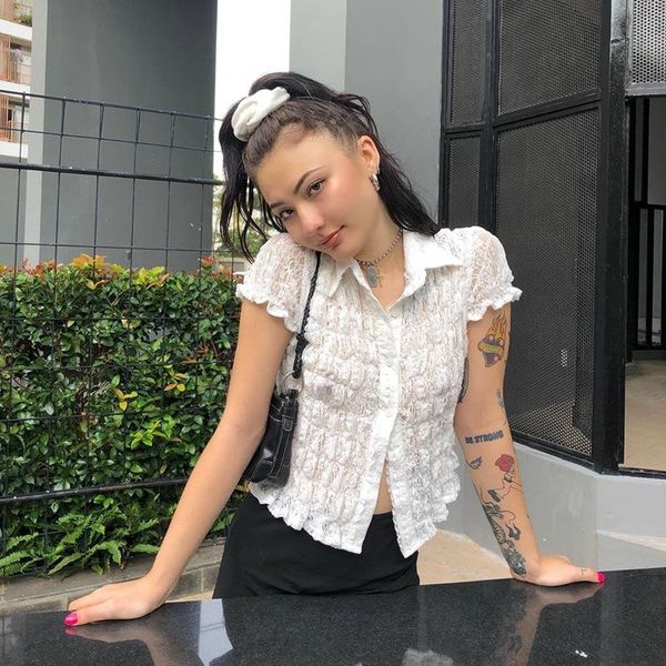 women's t-shirt t shirts white lace ladies lapel short-sleeved puff sleeve vintage with wooden ears single-breasted see-through
women's t-shirt t shirts white lace ladies lapel short-sleeved puff sleeve vintage with wooden ears single-breasted see-through