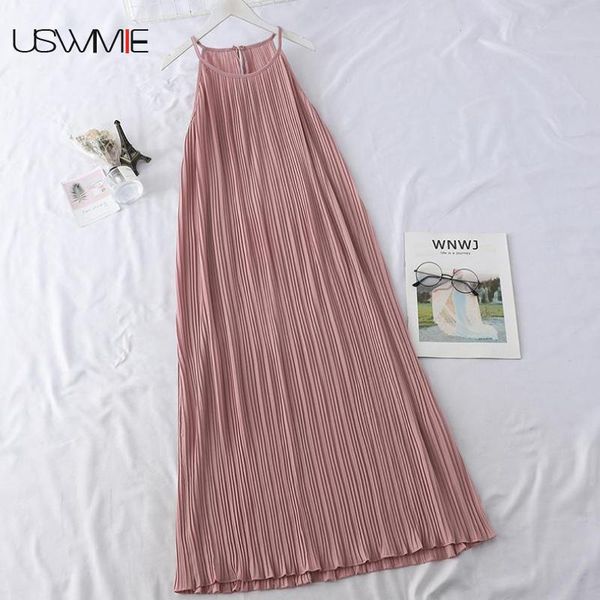 casual dresses summer dress sleeveless halter open back pleated elegant holiday fashion beach style plus size vestidos, Black;gray
casual dresses summer dress sleeveless halter open back pleated elegant holiday fashion beach style plus size vestidos, Black;gray
