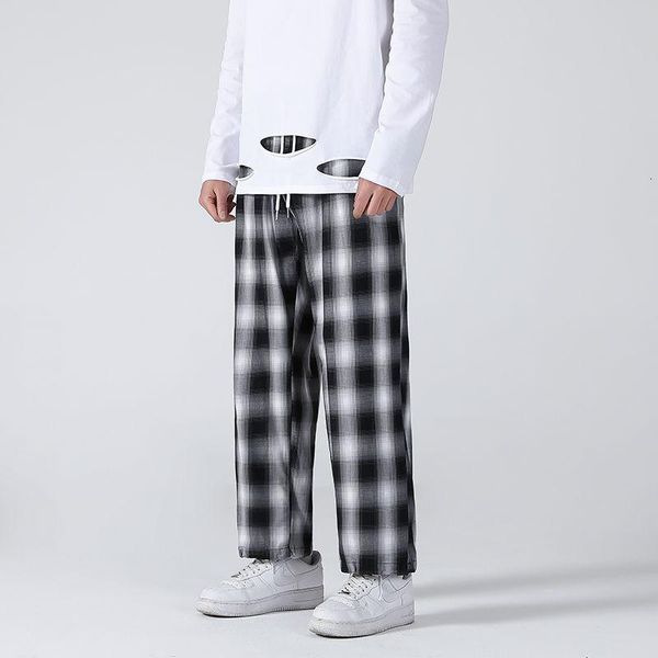 cotton plaid pants men's fashion retro casual pants men streetwear korean loose hip-hop straight wide-leg mens trousers, Black
cotton plaid pants men's fashion retro casual pants men streetwear korean loose hip-hop straight wide-leg mens trousers, Black