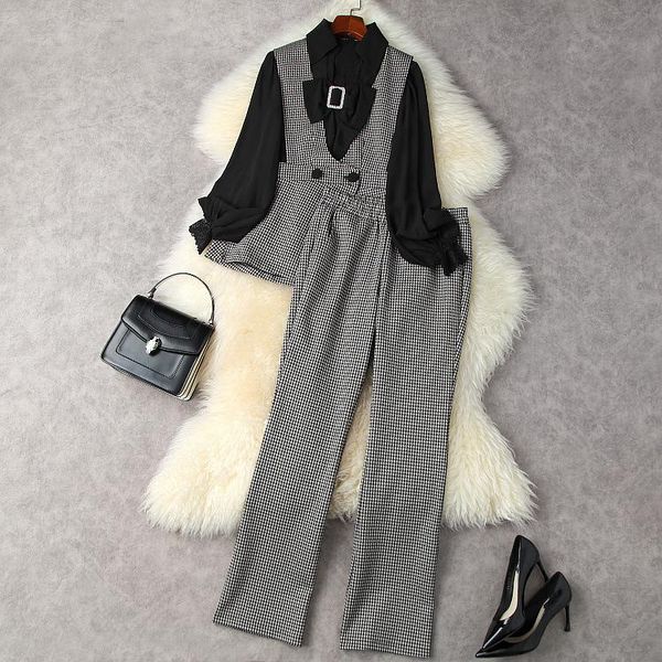 women's two piece pants european and american clothing winter 2022 long sleeve embroidered bow shirt vest trousers fashionable plaid su, White
women's two piece pants european and american clothing winter 2022 long sleeve embroidered bow shirt vest trousers fashionable plaid su, White
