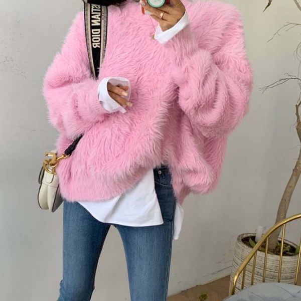 Elegant Mohair Pullover Thick Hot Plush Crew Neck Female Sweater 2021 New Winter Long Fashion Tops Play Sbfy, White;black
Elegant Mohair Pullover Thick Hot Plush Crew Neck Female Sweater 2021 New Winter Long Fashion Tops Play Sbfy, White;black