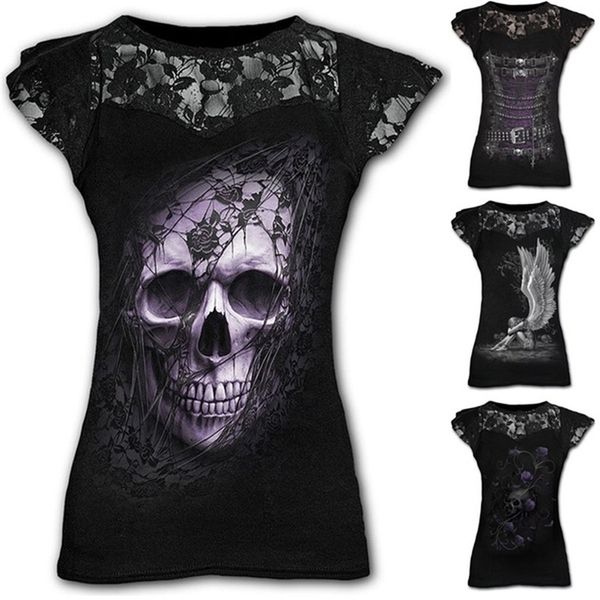 shirt women summer fashion gothic style short sleeve round neck skull lace plus size multi-colored female shirts pullovers 210708, White
shirt women summer fashion gothic style short sleeve round neck skull lace plus size multi-colored female shirts pullovers 210708, White