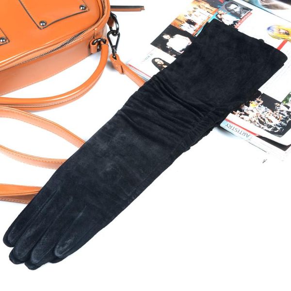 women' la'die' real leather suede leather black wrinkle elbow mid-long gloves party evening long gloves, Blue;gray
women' la'die' real leather suede leather black wrinkle elbow mid-long gloves party evening long gloves, Blue;gray