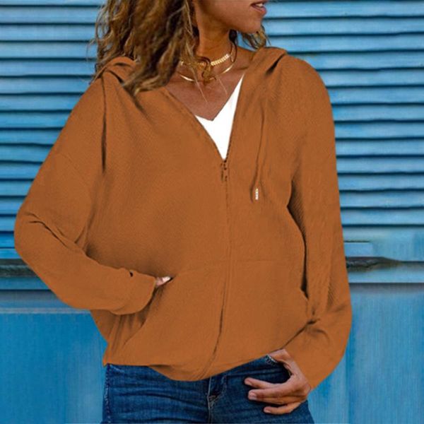 women's jackets 2021 solid women sweatshirts fashion casual long-sleeved zipper hooded ladies blouse vintage loose elegant warm female, Black;brown
women's jackets 2021 solid women sweatshirts fashion casual long-sleeved zipper hooded ladies blouse vintage loose elegant warm female, Black;brown