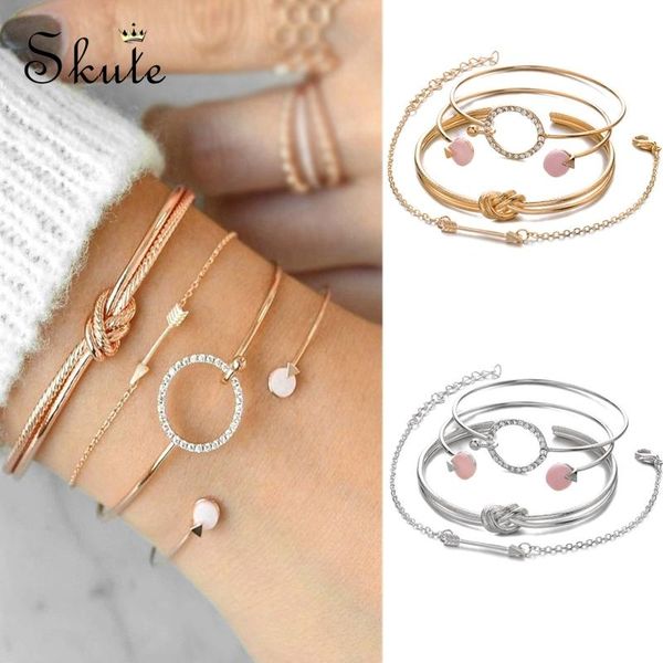 charm bracelets skute classic arrow knot circle round crystal zircon adjustable open bracelet set fashion party jewelry gift for women 4 pcs, Golden;silver
charm bracelets skute classic arrow knot circle round crystal zircon adjustable open bracelet set fashion party jewelry gift for women 4 pcs, Golden;silver