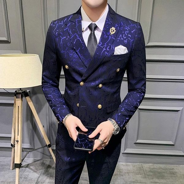men's suits & blazers autumn 2021 jacquard long sleeve suit korean slim fashion double row button three piece, White;black
men's suits & blazers autumn 2021 jacquard long sleeve suit korean slim fashion double row button three piece, White;black