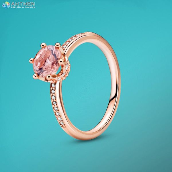 cluster rings ahthen 925 sterling silver ring pink sparkling crown solitaire original women engagement girl gift, Golden;silver
cluster rings ahthen 925 sterling silver ring pink sparkling crown solitaire original women engagement girl gift, Golden;silver