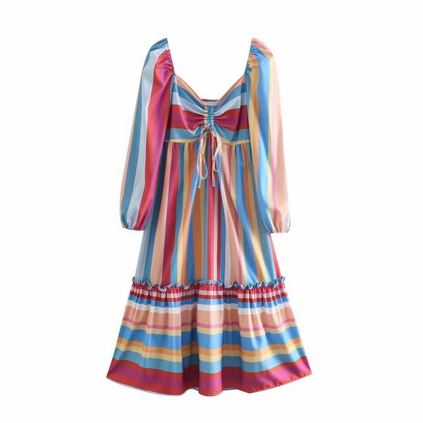 casual dresses woman fashion autumn color striped print midi dress women long puff sleeve gathered tie v-neck bohemian ruffle hem robe, Black;gray
casual dresses woman fashion autumn color striped print midi dress women long puff sleeve gathered tie v-neck bohemian ruffle hem robe, Black;gray