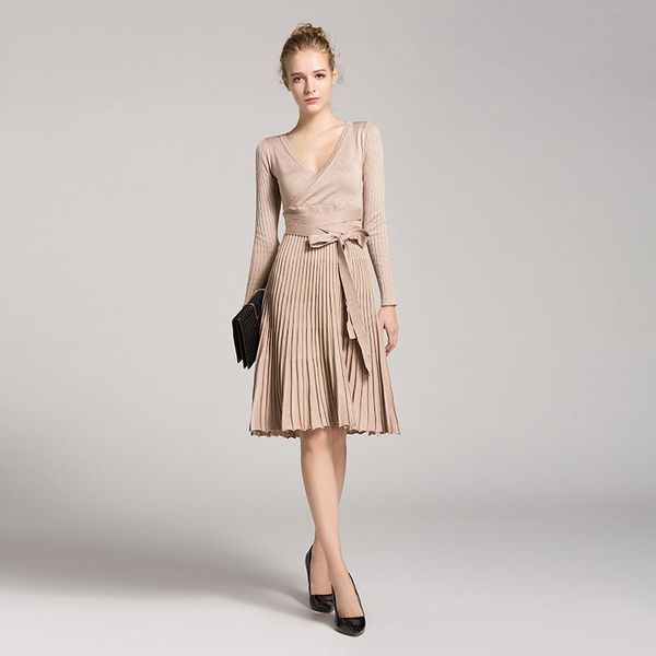 casual dresses v neck pleated knitted womens arrival long sleeve autumn winter dress women elegant, Black;gray
casual dresses v neck pleated knitted womens arrival long sleeve autumn winter dress women elegant, Black;gray