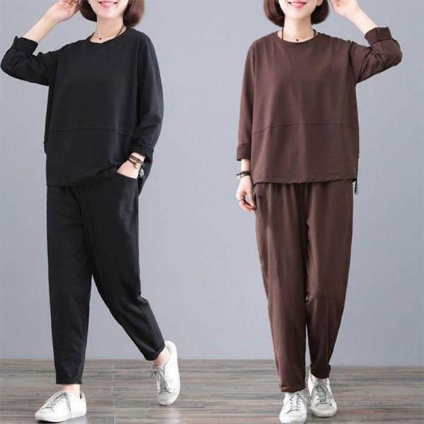 women's two piece pants korean style fashion sets leisure long sleeve pullover and elastic waist suits women tracksuit, White
women's two piece pants korean style fashion sets leisure long sleeve pullover and elastic waist suits women tracksuit, White