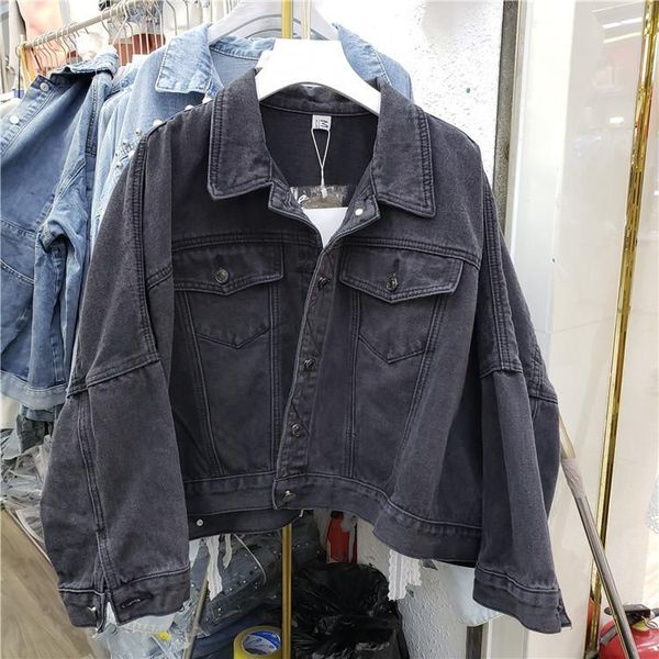 women's jackets autumn bat jacket for woman black and gray denim girls ladies loose overcoat female male short jean coats, Black;brown
women's jackets autumn bat jacket for woman black and gray denim girls ladies loose overcoat female male short jean coats, Black;brown