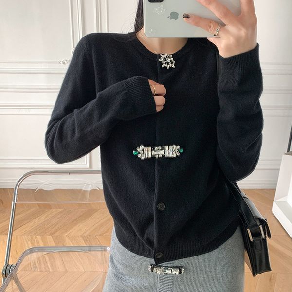 women slim knitted cardigan 2021 new spring long sleeve sweater single-breasted knitwear with rhinestone decor jdez, White;black
women slim knitted cardigan 2021 new spring long sleeve sweater single-breasted knitwear with rhinestone decor jdez, White;black