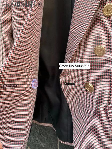 women's suits & blazers 2021ss red houndstooth blazer gold buttons double breasted fashion ladies shoulder pads, White;black
women's suits & blazers 2021ss red houndstooth blazer gold buttons double breasted fashion ladies shoulder pads, White;black